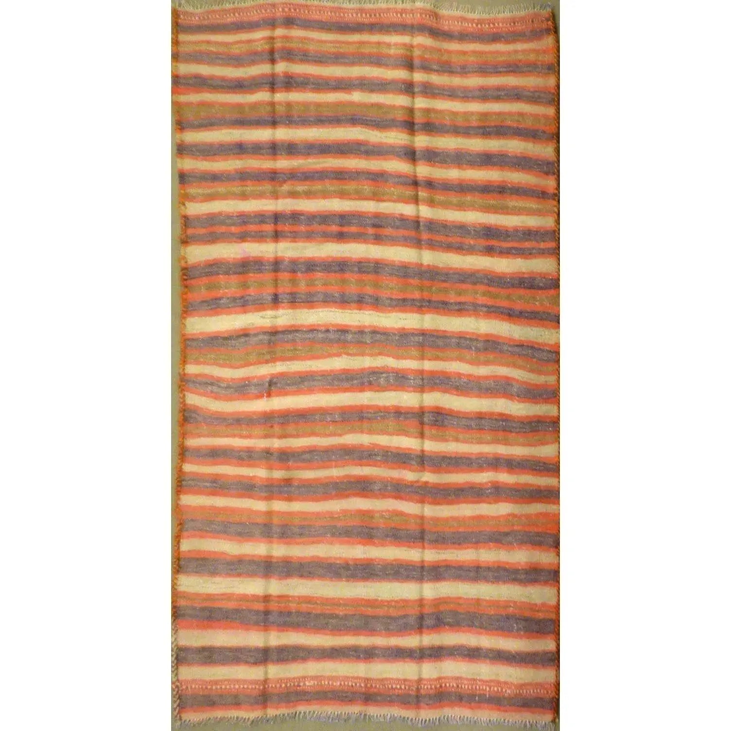 One Of The Kind Authentic Hand-Knotted Sanandaj Vintage Kilim 6'8" X 3'11"